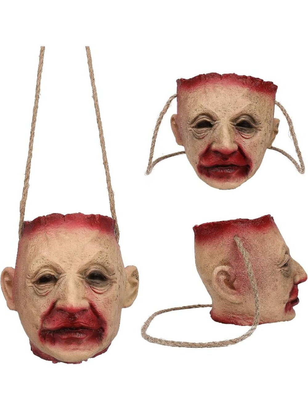 〽️Unisex Beige Halloween Candy Bucket Zombie Horror Severed Latex Head Prop Bags
